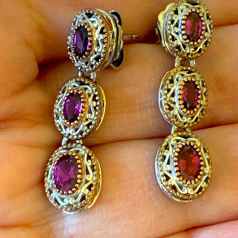 Michael Valitutti sterling silver gold plated  Gems En Vogue dangle earrings